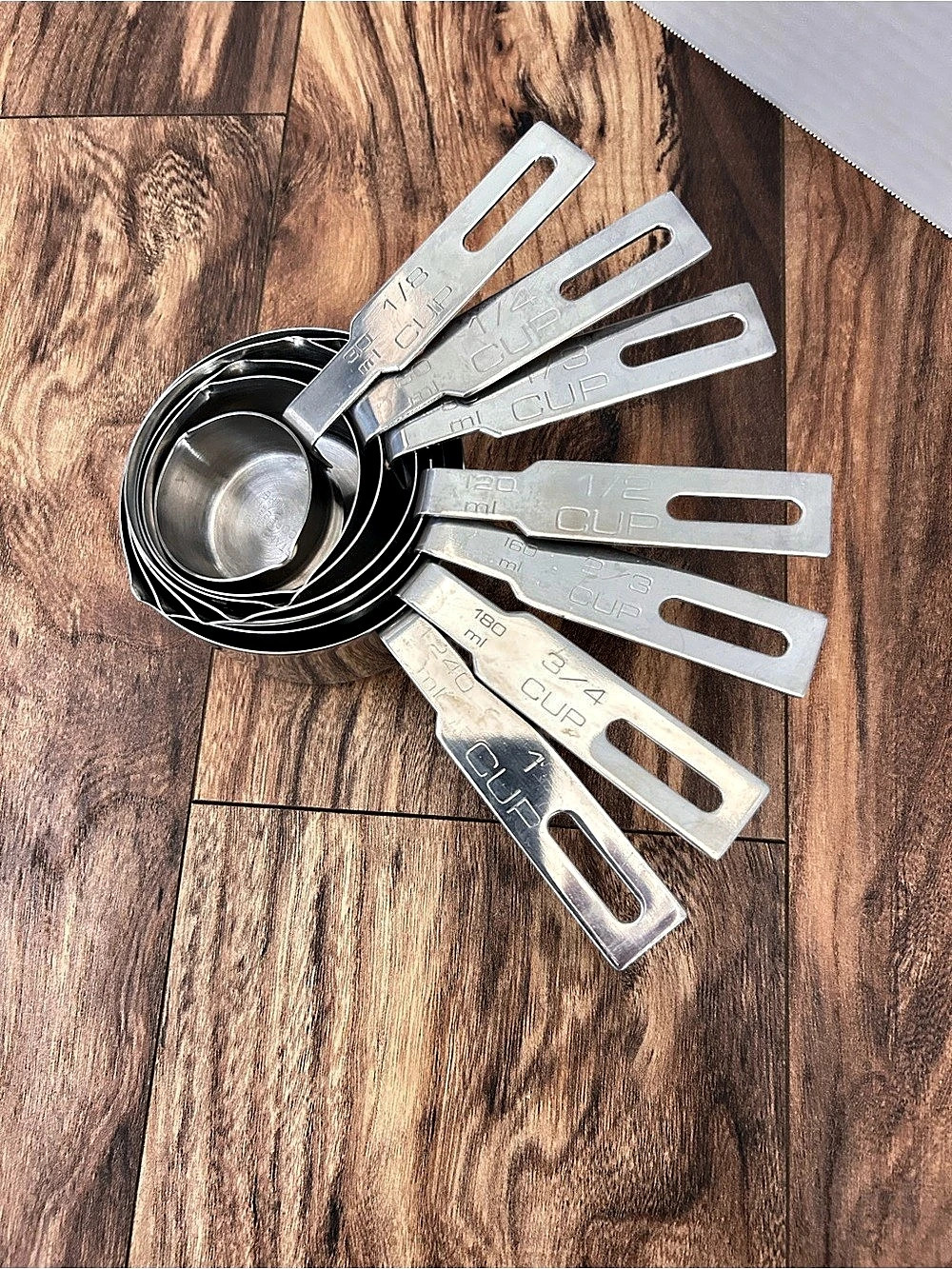 RSVP Endurance 7-Piece Measuring Cup Set Stainless Steel 1/8-1 Cup